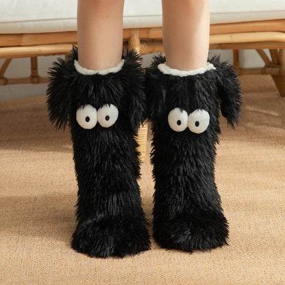 ⚡50k+ Sold💕women's Plush Slippers Socks Floor Socks Winter Home Indoor Thickened Fleece-lined Anti-slip Adult Women's Plush Snow Socks Shoe Covers