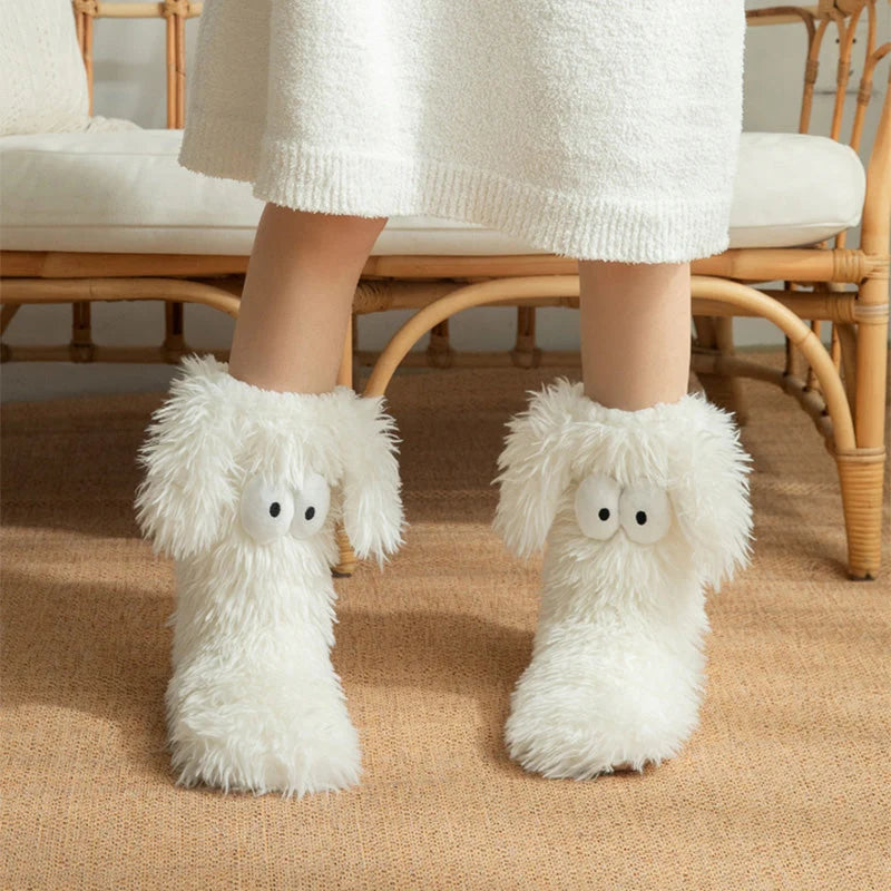 ⚡50k+ Sold💕women's Plush Slippers Socks Floor Socks Winter Home Indoor Thickened Fleece-lined Anti-slip Adult Women's Plush Snow Socks Shoe Covers
