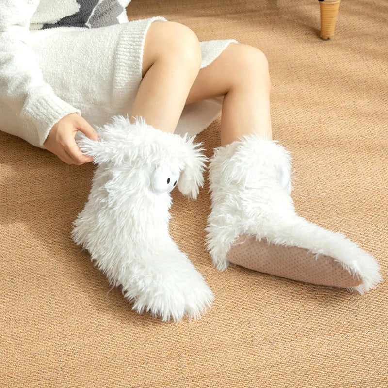 ⚡50k+ Sold💕women's Plush Slippers Socks Floor Socks Winter Home Indoor Thickened Fleece-lined Anti-slip Adult Women's Plush Snow Socks Shoe Covers