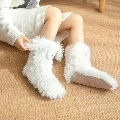 ⚡50k+ Sold💕women's Plush Slippers Socks Floor Socks Winter Home Indoor Thickened Fleece-lined Anti-slip Adult Women's Plush Snow Socks Shoe Covers