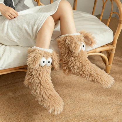 ⚡50k+ Sold💕women's Plush Slippers Socks Floor Socks Winter Home Indoor Thickened Fleece-lined Anti-slip Adult Women's Plush Snow Socks Shoe Covers
