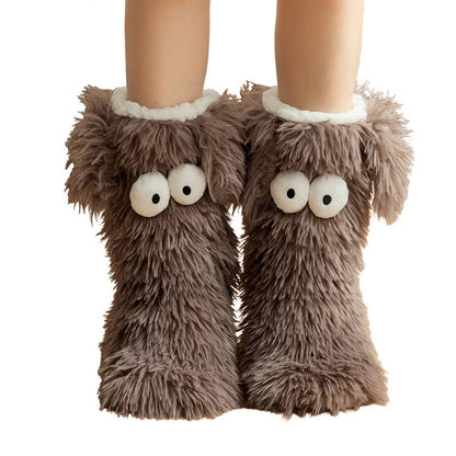 ⚡50k+ Sold💕women's Plush Slippers Socks Floor Socks Winter Home Indoor Thickened Fleece-lined Anti-slip Adult Women's Plush Snow Socks Shoe Covers