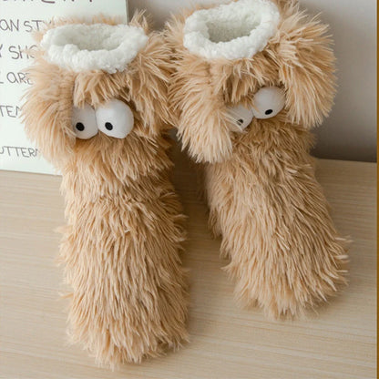 ⚡50k+ Sold💕women's Plush Slippers Socks Floor Socks Winter Home Indoor Thickened Fleece-lined Anti-slip Adult Women's Plush Snow Socks Shoe Covers
