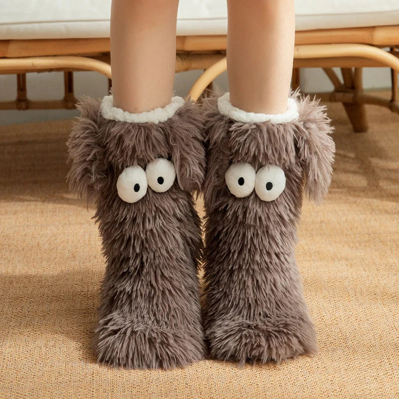 ⚡50k+ Sold💕women's Plush Slippers Socks Floor Socks Winter Home Indoor Thickened Fleece-lined Anti-slip Adult Women's Plush Snow Socks Shoe Covers