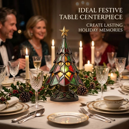 🎄Stained‑Glass Style Christmas Tree Table Lamp