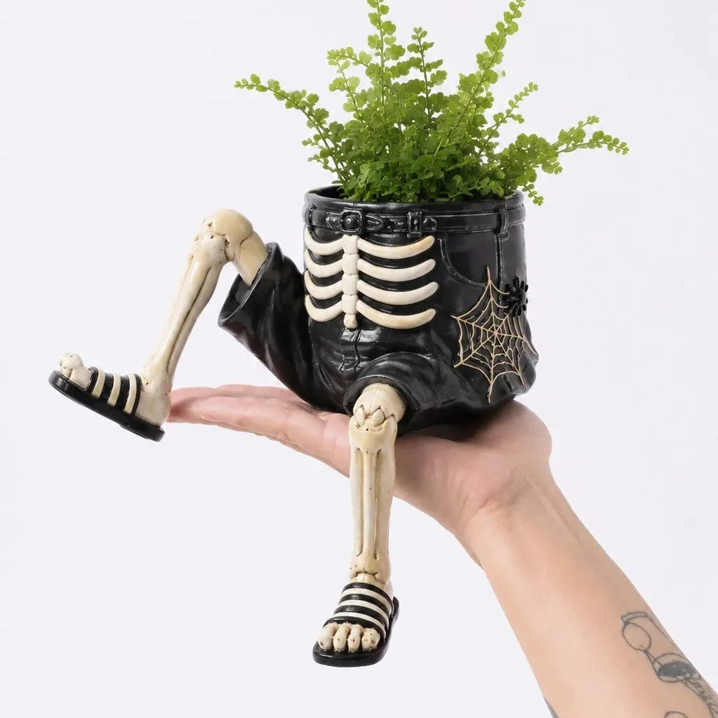 🎃💀Halloween Dangling Leg Resin Planter | Spooky Cute Shelf Sitter Plant Pot for Indoor & Outdoor Halloween Decor