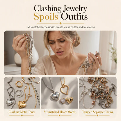 💎 49% Off! ✨ Gold Plated Heart Shaped Rhinestone Jewelry 4-piece Set – Necklace, Earrings, Bracelet & Ring – Brilliant Crystal Shimmer For Red-carpet Elegance 💛