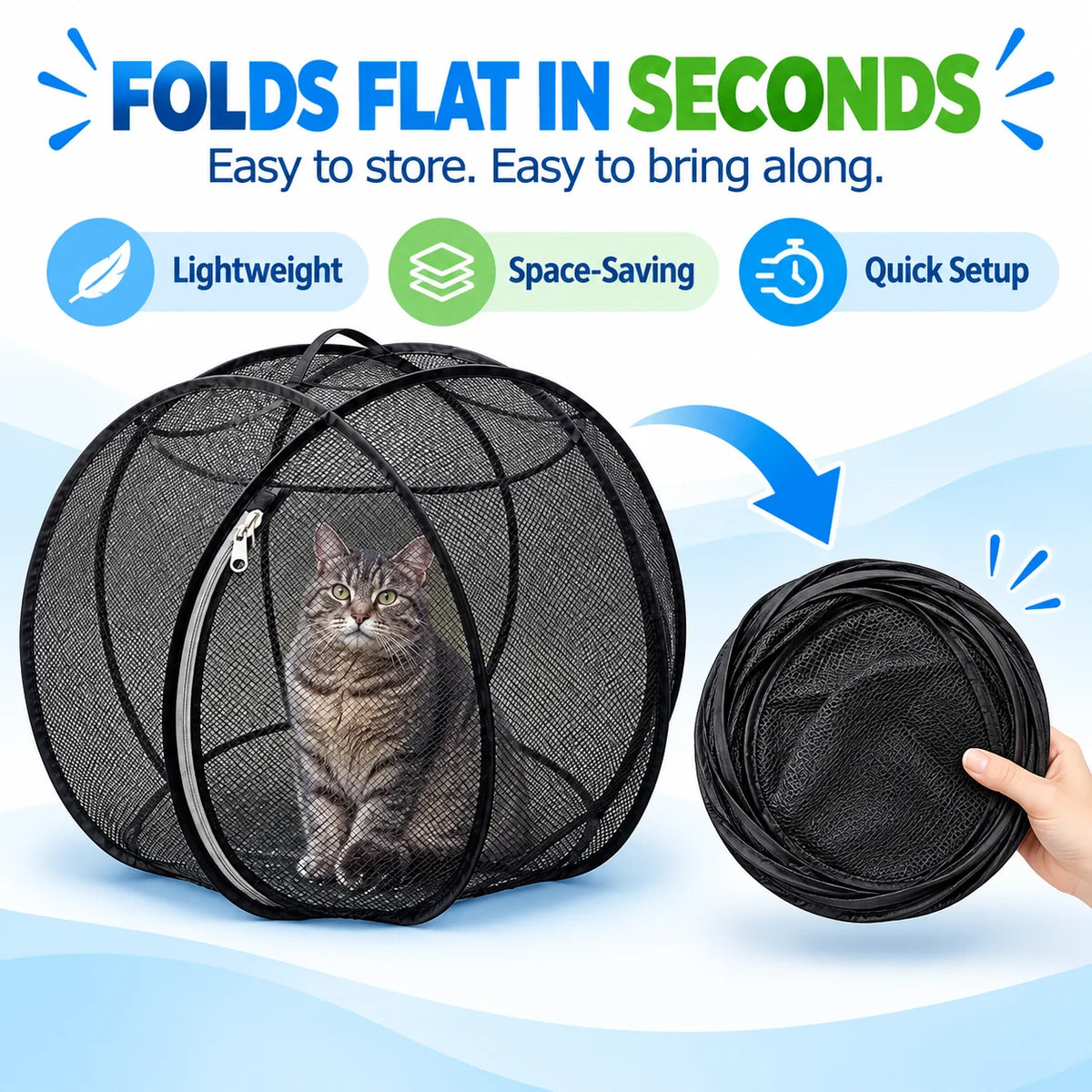 🐱🌿 Freshair Cat Haven™ – Pop-up Mesh Playpen🔥