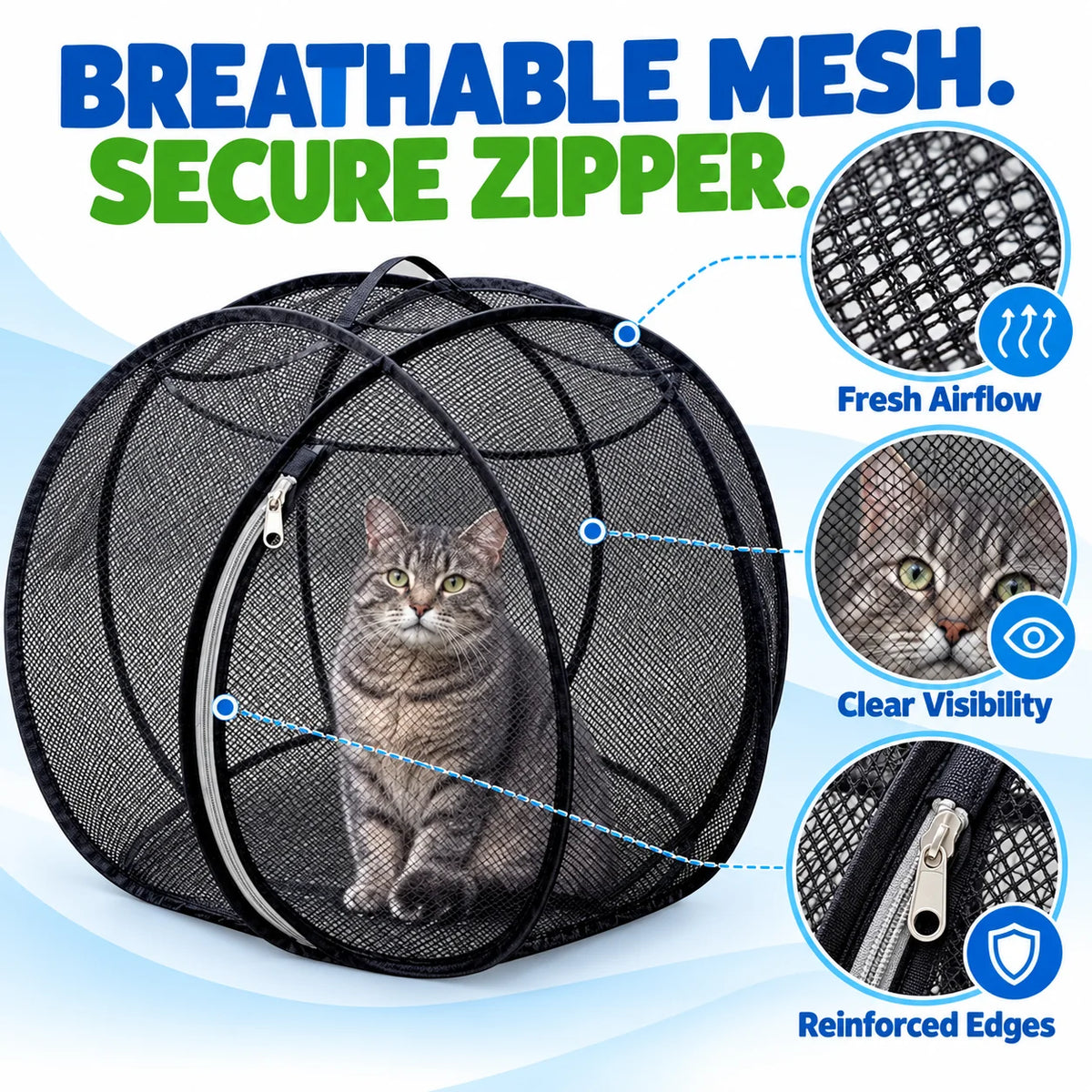 🐱🌿 Freshair Cat Haven™ – Pop-up Mesh Playpen🔥