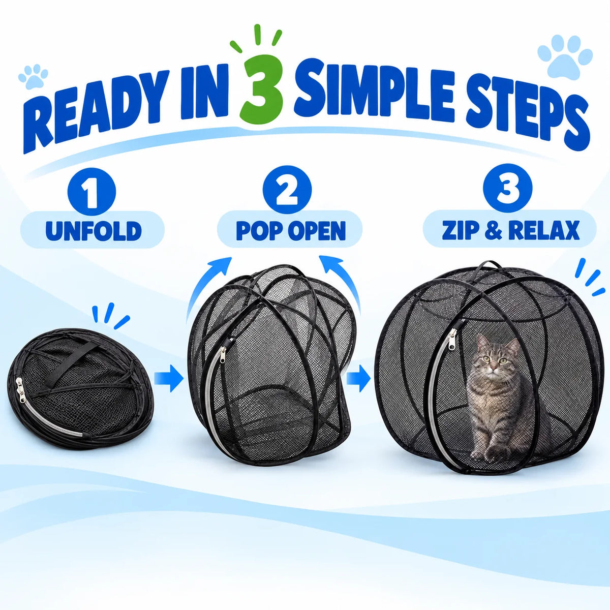 🐱🌿 Freshair Cat Haven™ – Pop-up Mesh Playpen🔥
