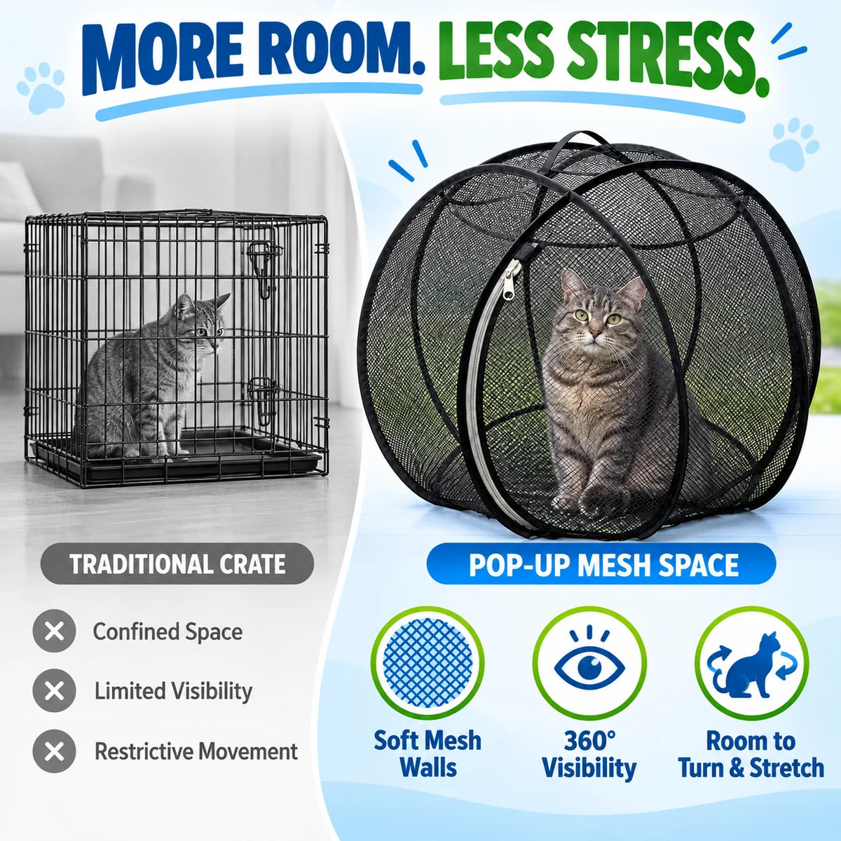 🐱🌿 Freshair Cat Haven™ – Pop-up Mesh Playpen🔥