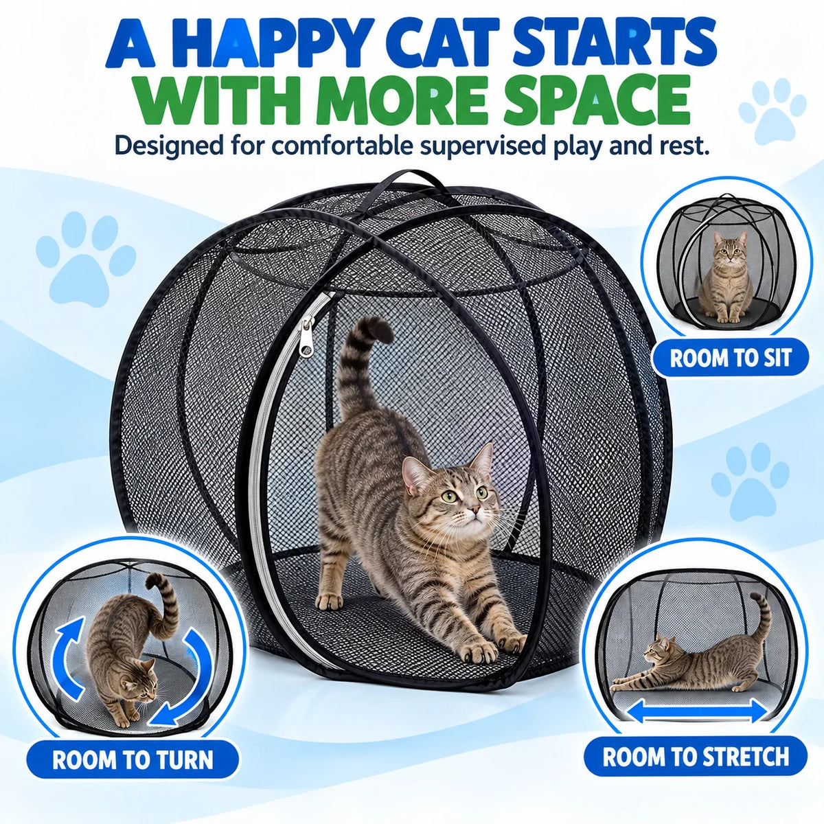 🐱🌿 Freshair Cat Haven™ – Pop-up Mesh Playpen🔥