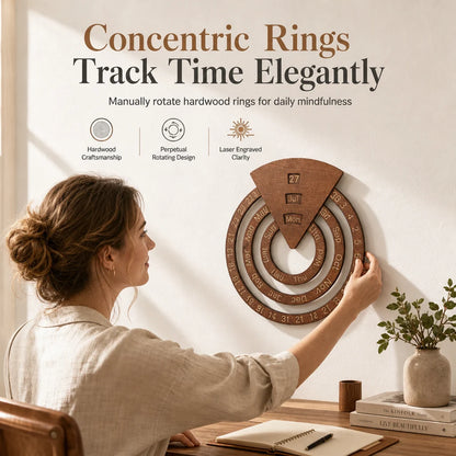 ⏰Circular Wooden Rotating Perpetual Calendar Wall Hanging Decoration
