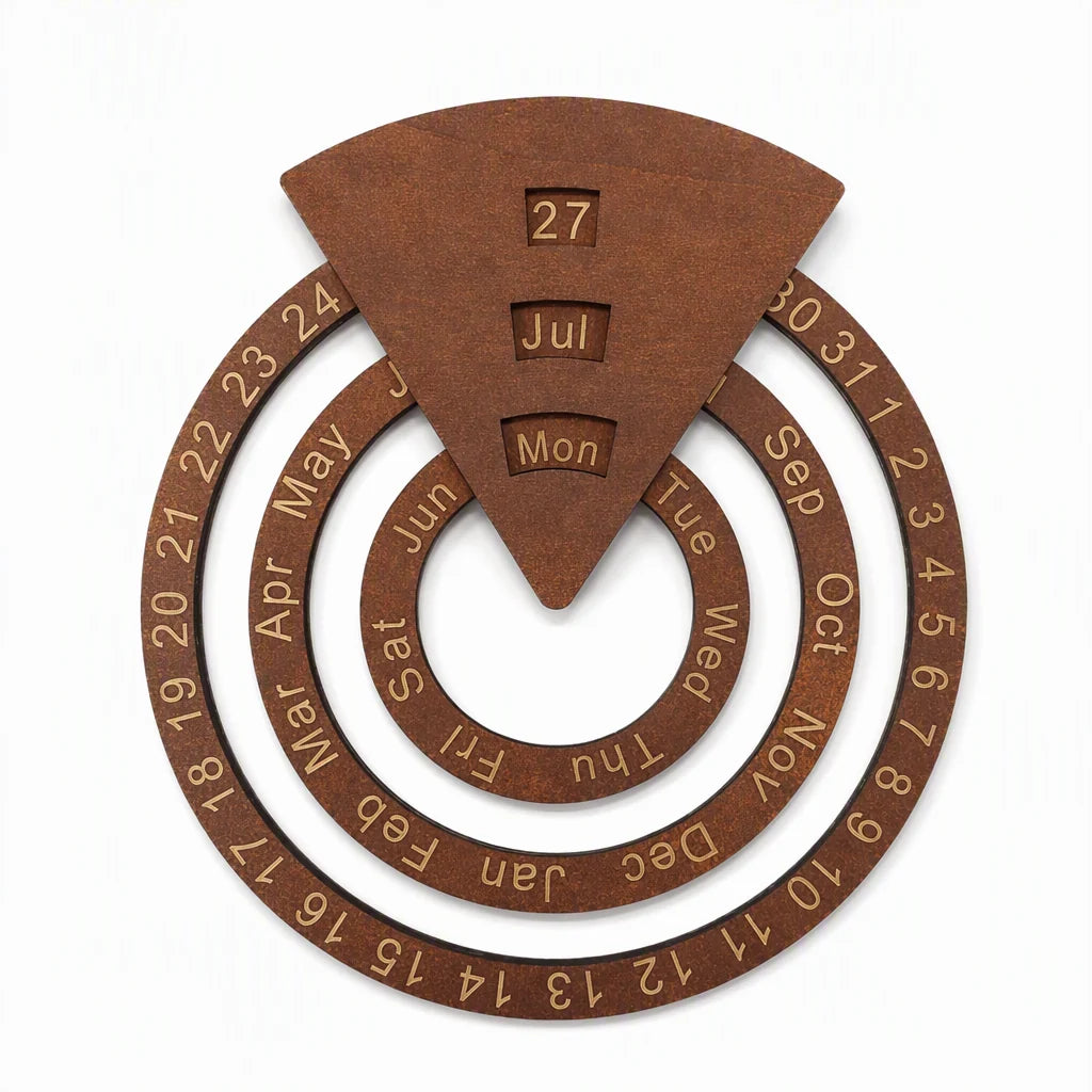 ⏰Circular Wooden Rotating Perpetual Calendar Wall Hanging Decoration