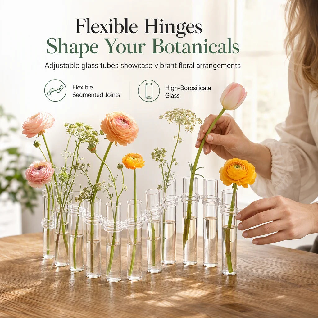 Clear Glass Test Tube Vase Set with Cleaning Brush
