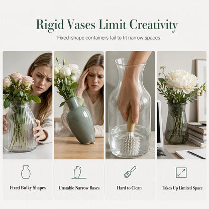 Clear Glass Test Tube Vase Set with Cleaning Brush