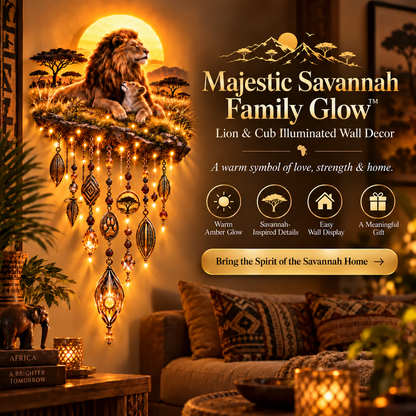 Majestic Savannah Family Glow – Lion & Cub Illuminated Wall Decor