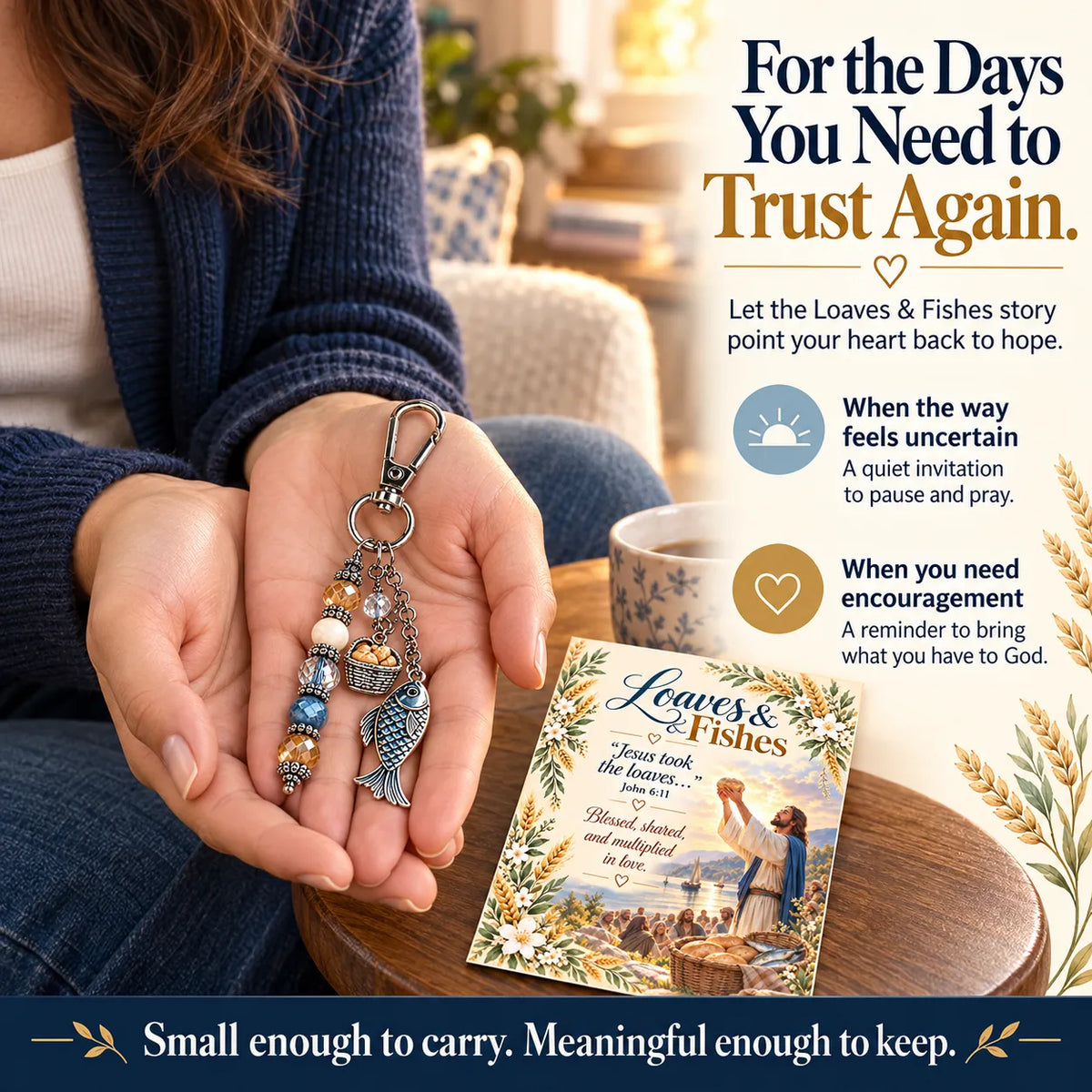 ✝️ Christian Scripture Keepsake Keychain | 23 Faith-Inspired Designs with Matching Devotional Card 🤍