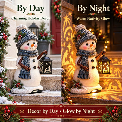 ⛄✨ Snowman Nativity Glow – Solar Christmas Step Light with Holy Family Projection 🎄✝️