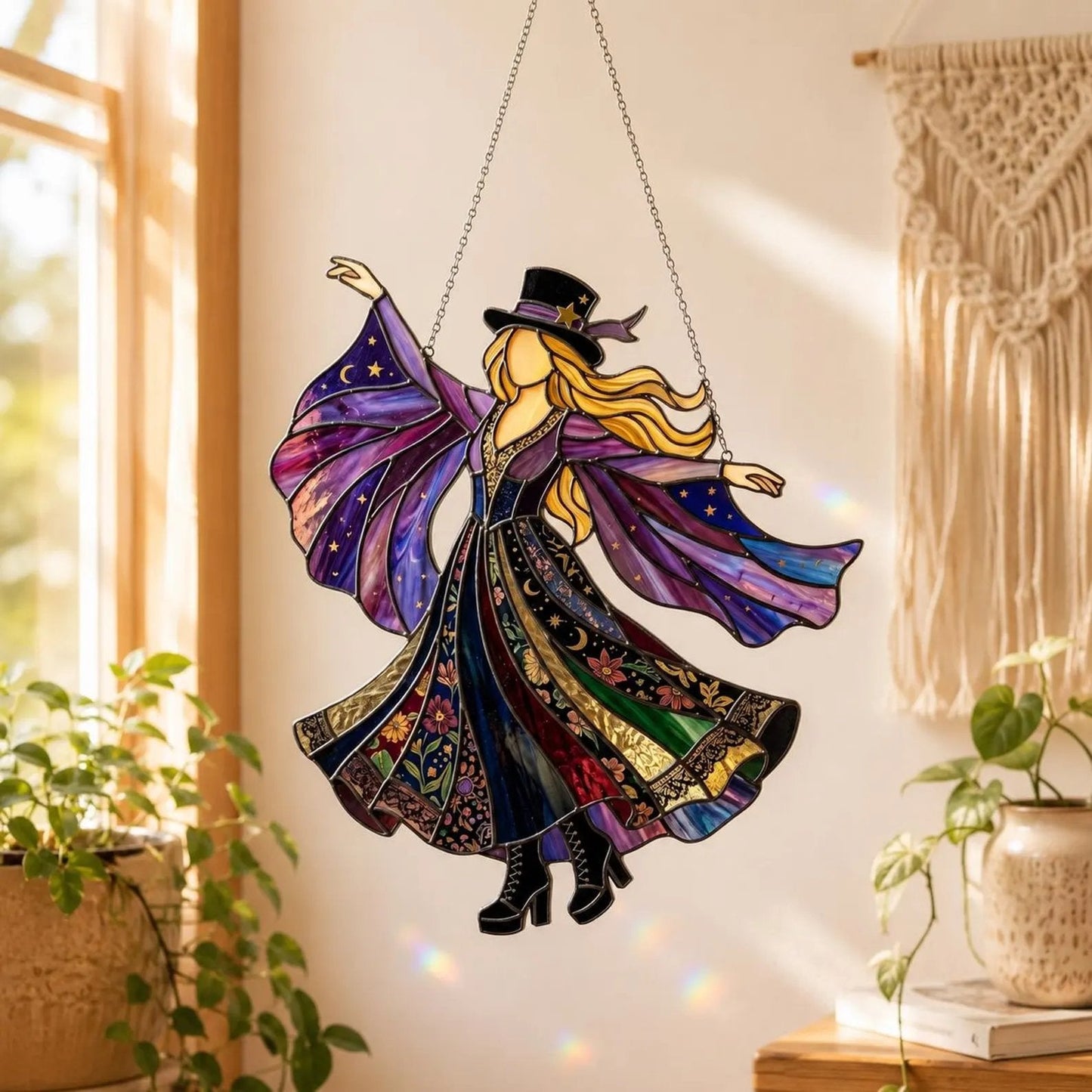 💃 Stevie Nicks 🤘 Handmade Stained Glass Spinning Suncatcher
