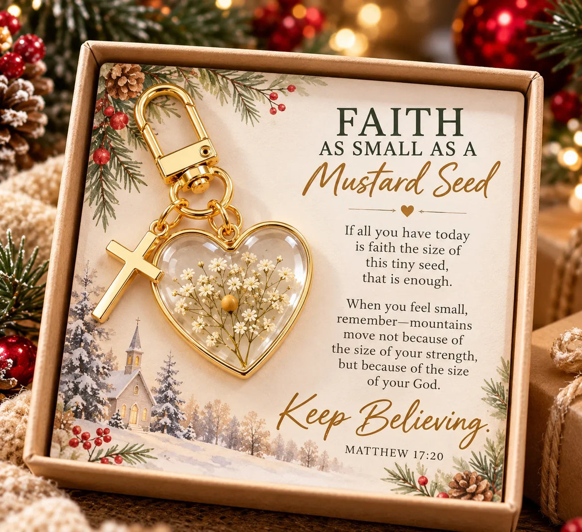 ✝️ Mustard Seed Faith Keychain — Keep Believing