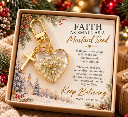⏳ Last Day 49% OFF –✝️ Mustard Seed Faith Keychain — Keep Believing