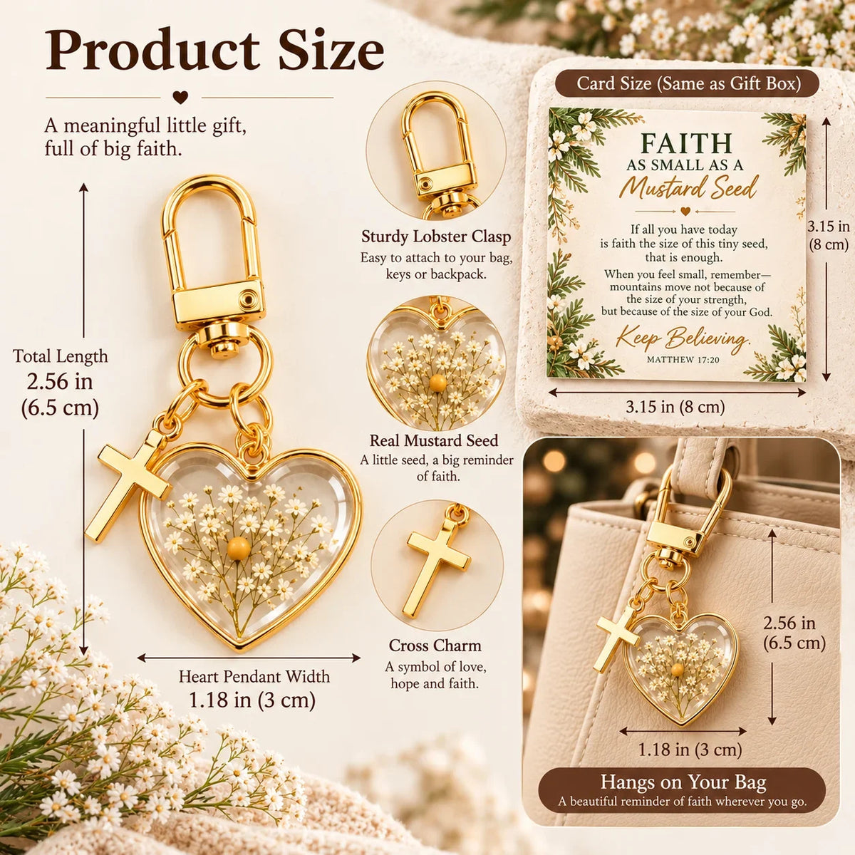 ⏳ Last Day 49% OFF –✝️ Mustard Seed Faith Keychain — Keep Believing