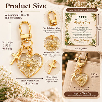 ⏳ Last Day 49% OFF –✝️ Mustard Seed Faith Keychain — Keep Believing