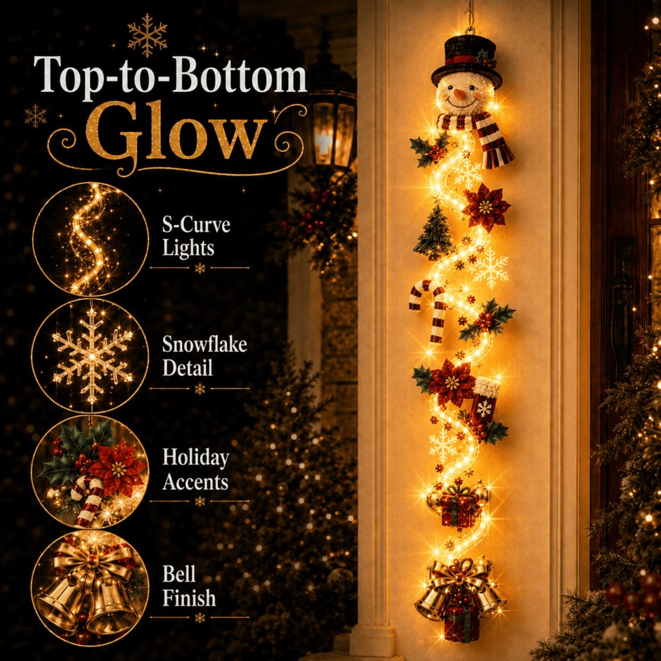 🎄Christmas Door Hanger | 6 Festive Lighted Designs with Warm Glow, Dimensional Details & Space-Saving Vertical Décor ✨