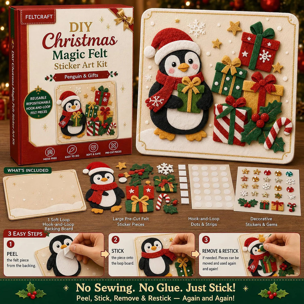 DIY Christmas Magic Felt Sticker Art Kit