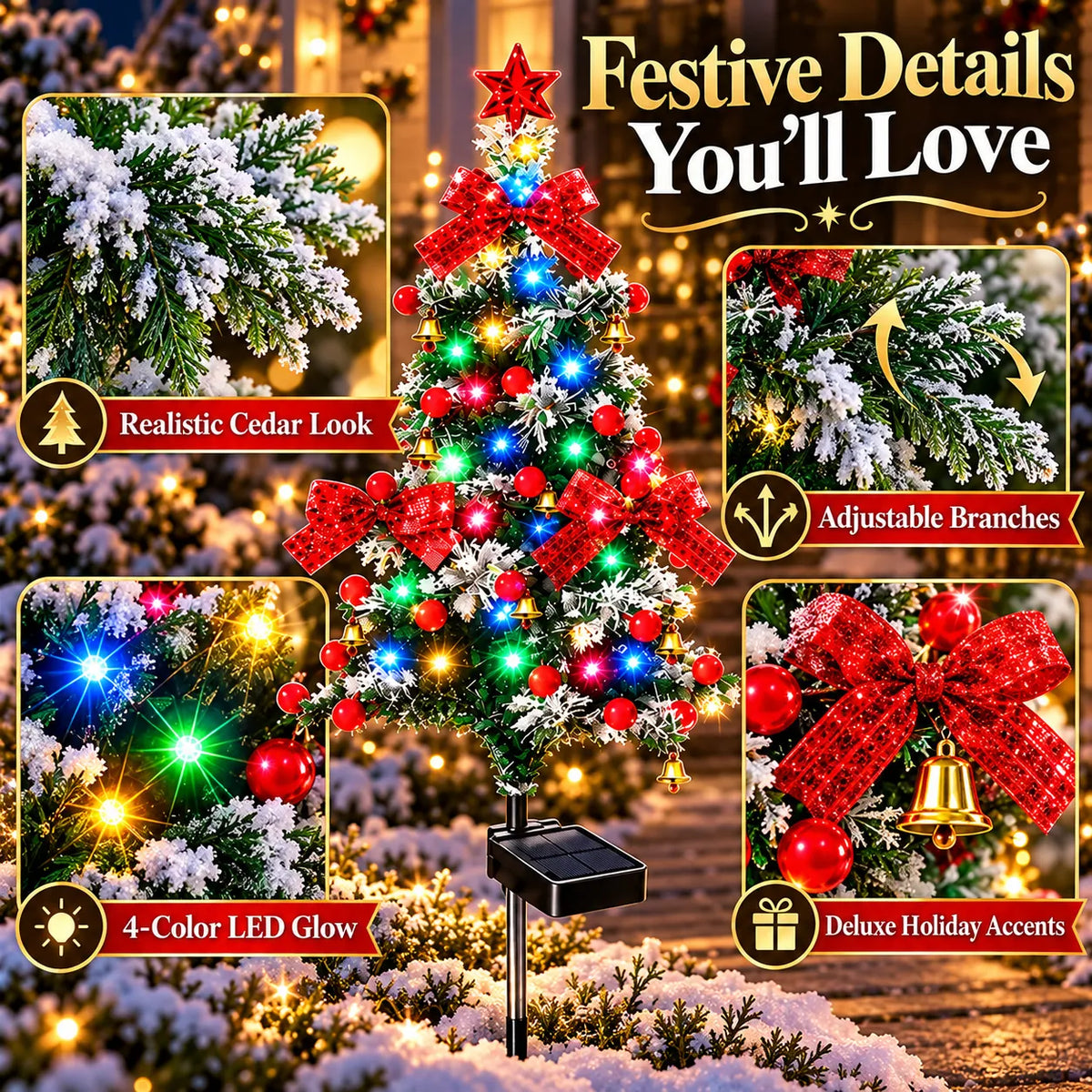 🔥Last Day 49% OFF🌲Solar Cedar Christmas Tree Lights| Festive Outdoor Holiday Decor