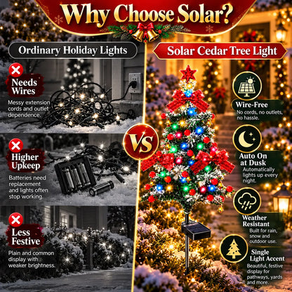 🔥Last Day 49% OFF🌲Solar Cedar Christmas Tree Lights| Festive Outdoor Holiday Decor