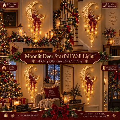 🔥LAST DAY 49% OFF -🦌🌙 Moonlit Deer Starfall Wall Light™ – Lighted Christmas Wall Decor