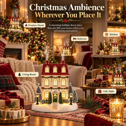🔥 Christmas House Aroma Diffuser – Warm Light & Gentle Mist Holiday Decor🎄