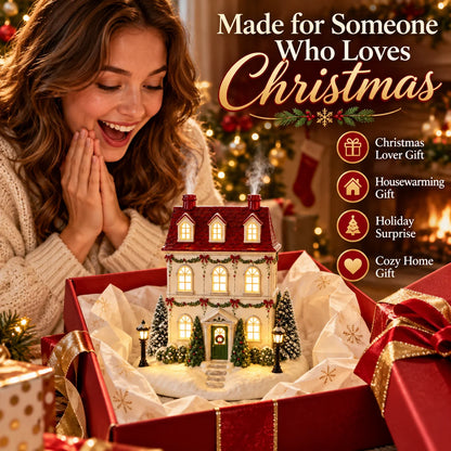 🔥 Christmas House Aroma Diffuser – Warm Light & Gentle Mist Holiday Decor🎄