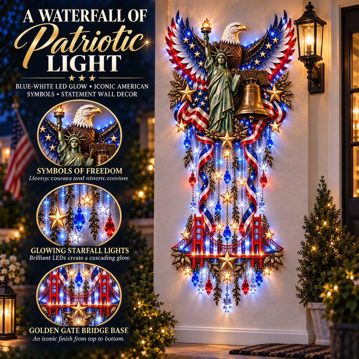 🦅 American Pride LED Waterfall Wall Decor