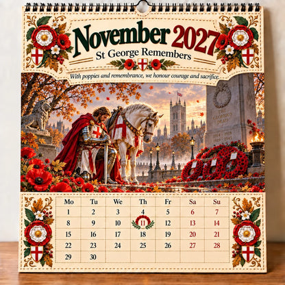 🗡️🐉 - 2027 England St George “faith, Courage & Protection” Wall Calendar