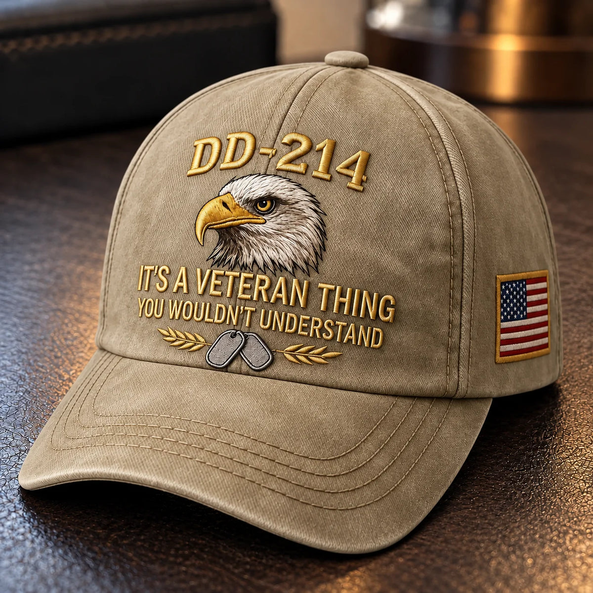 100% Handmade DD-214 Veteran Honor Embroidered Cap