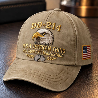 100% Handmade DD-214 Veteran Honor Embroidered Cap