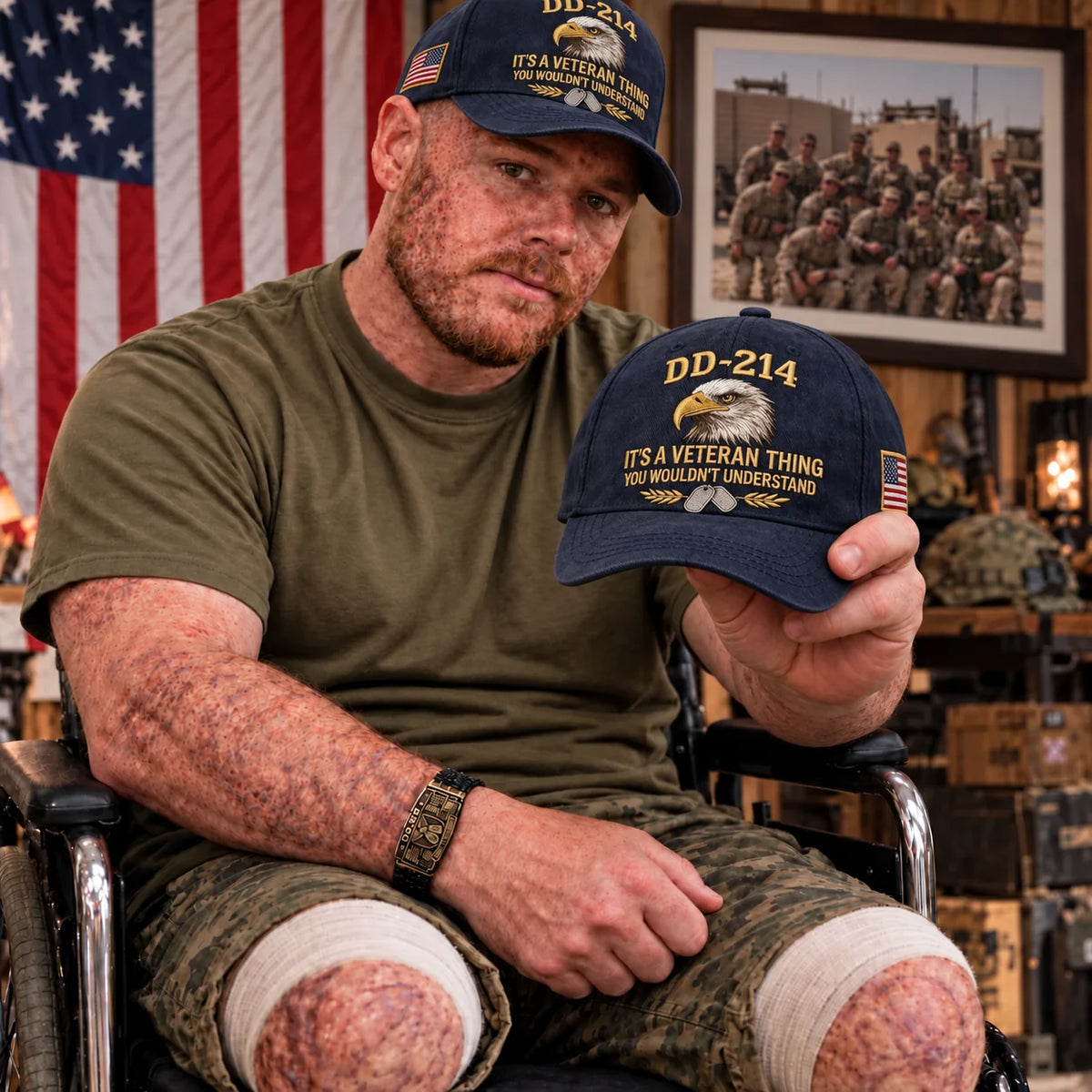 100% Handmade DD-214 Veteran Honor Embroidered Cap
