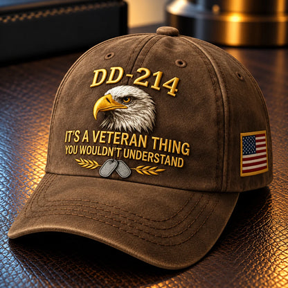 100% Handmade DD-214 Veteran Honor Embroidered Cap