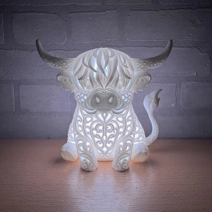 🐮 Highland Cow Tea Light Holder – Adorable Rustic Farmhouse Decor