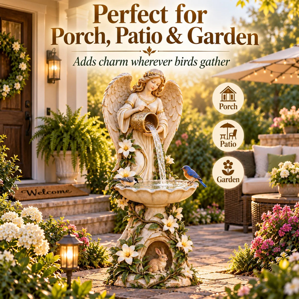 ✨☀️ Solar Angel Starlight Bird Waterer🪽 – Lighted Garden Birdbath & Outdoor Decor