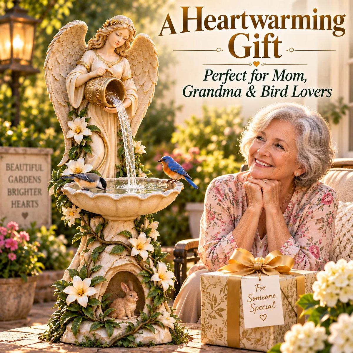 ✨☀️ Solar Angel Starlight Bird Waterer🪽 – Lighted Garden Birdbath & Outdoor Decor
