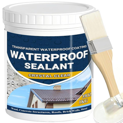 💧35oz Water-Based Transparent Waterproof Coating | Invisible Clear Sealant | Self-Leveling Waterproof Seal for Roof, Brick, Concrete, Wood &amp; Metal Surfaces