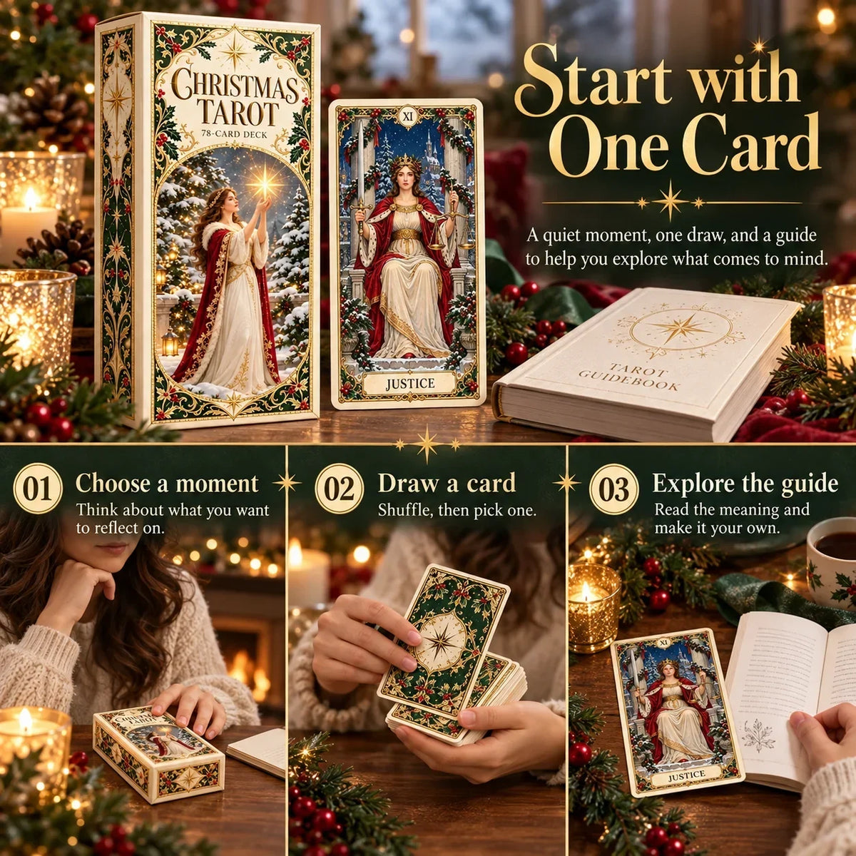 🔮 Yuletide Tarot Deck | 78 Festive Cards & A Guided 12-Day Holiday Ritual🎉