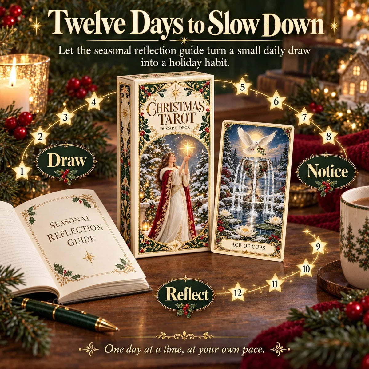 🔮 Yuletide Tarot Deck | 78 Festive Cards & A Guided 12-Day Holiday Ritual🎉