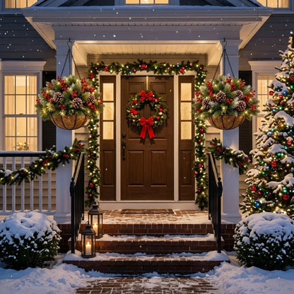 🎄🏆 Pre-Lit Christmas Hanging Basket | Pre-lit, weather-resistant, and zero maintenance🏆