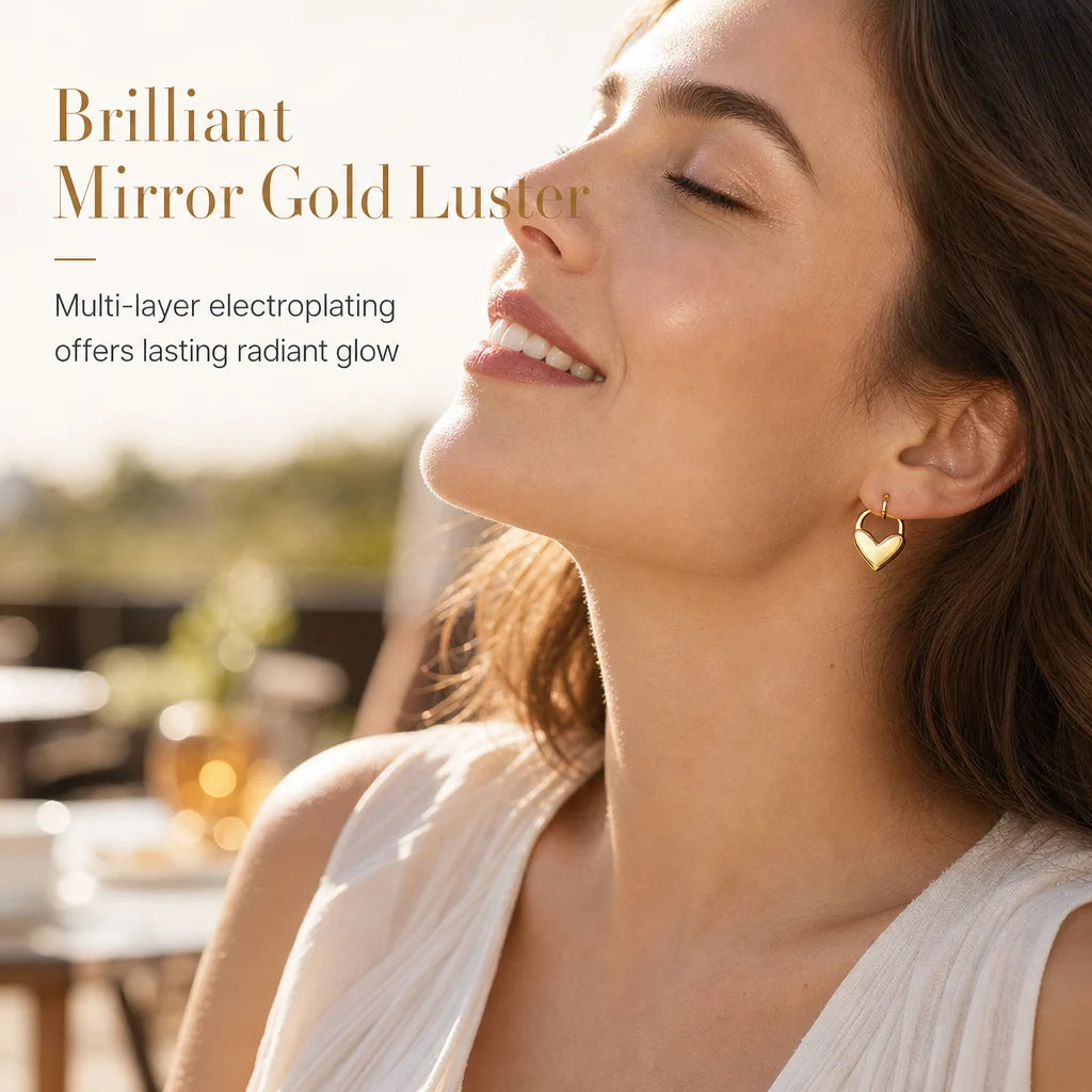 💕 ✨ Small Heart Hoop Earrings – Smooth finish & French minimalist style ✨（🔥BUY 1 GET 1 FREE🎉）