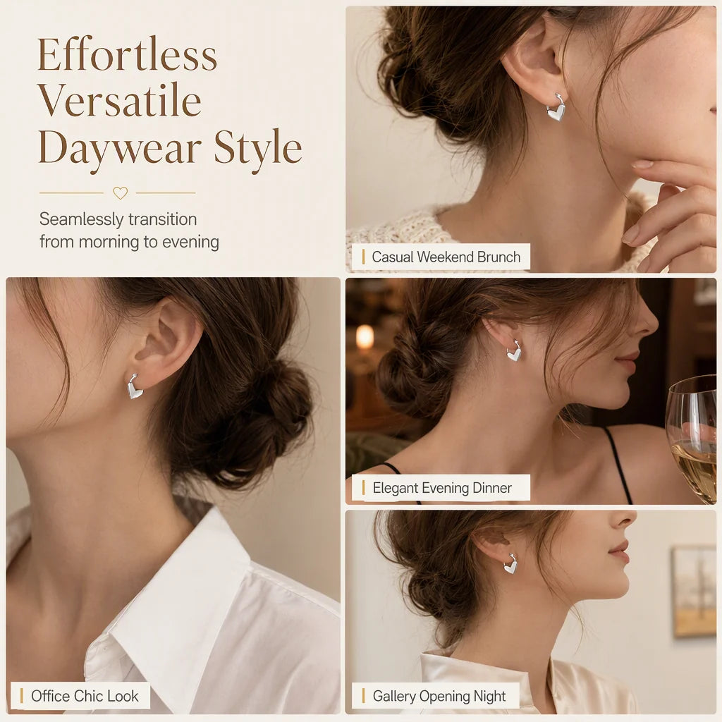 💕 ✨ Small Heart Hoop Earrings – Smooth finish & French minimalist style ✨（🔥BUY 1 GET 1 FREE🎉）